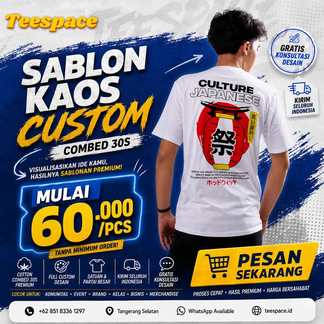 Kaos Sablon Custom Combed 30s Premium Murah untuk Komunitas, Event & Perusahaan
